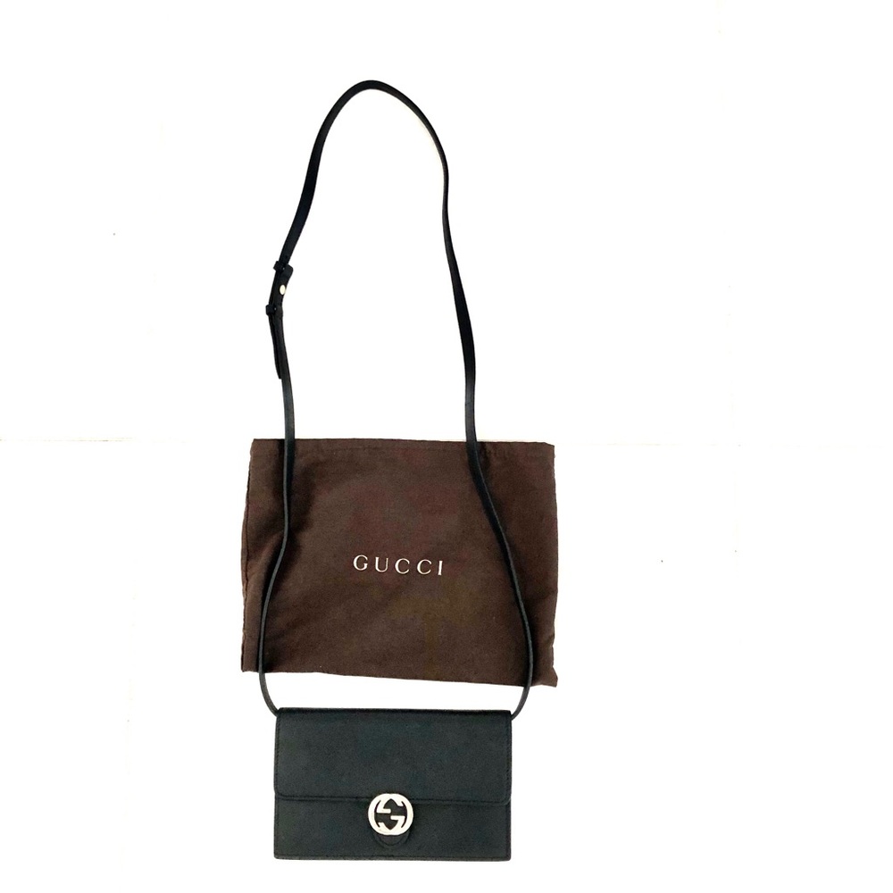 Gucci Black Leather Clutch & Crossbody Flap Wallet - Picture 4 of 12